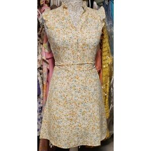 Monteau Floral Mini Dress in Yellow and White